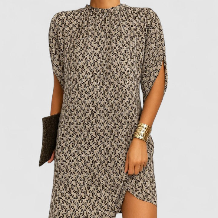 Corinna | Women's Satin Mock Neck Split Sleeve Mini Dress Carol & Margaret Wilmington