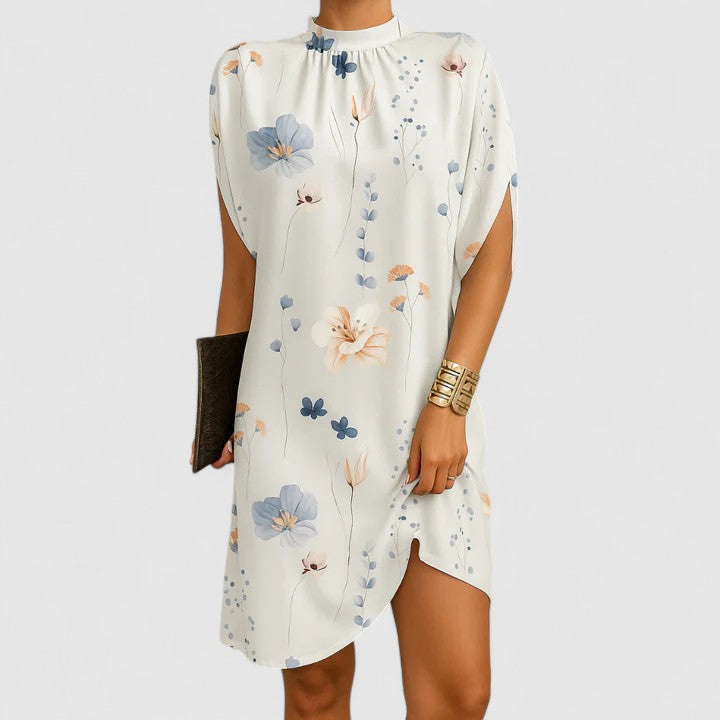 Corinna | Women's Satin Mock Neck Split Sleeve Mini Dress Carol & Margaret Wilmington