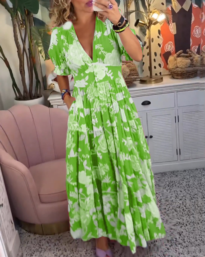 Corinne | Women's Cotton Floral V-Neck Puff Sleeve Tiered Maxi Dress Carol & Margaret Wilmington