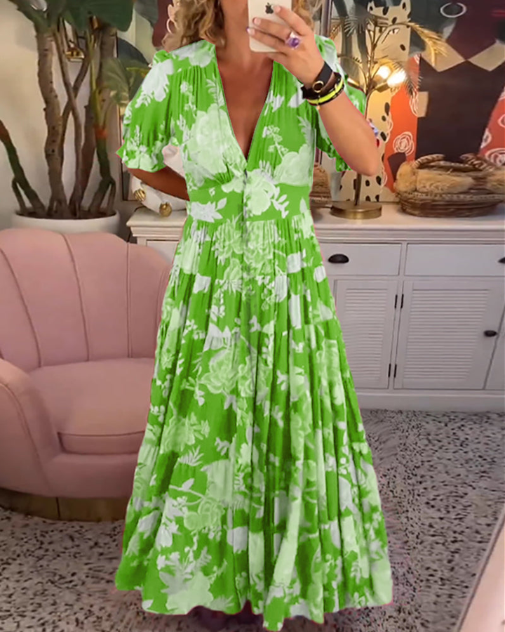 Corinne | Women's Cotton Floral V-Neck Puff Sleeve Tiered Maxi Dress Carol & Margaret Wilmington