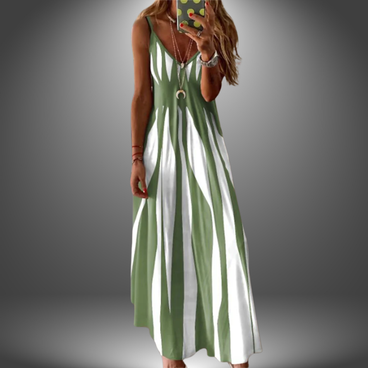 Cove | Women's Stretch Striped Spaghetti Strap V-Neck Maxi Dress Carol & Margaret Wilmington