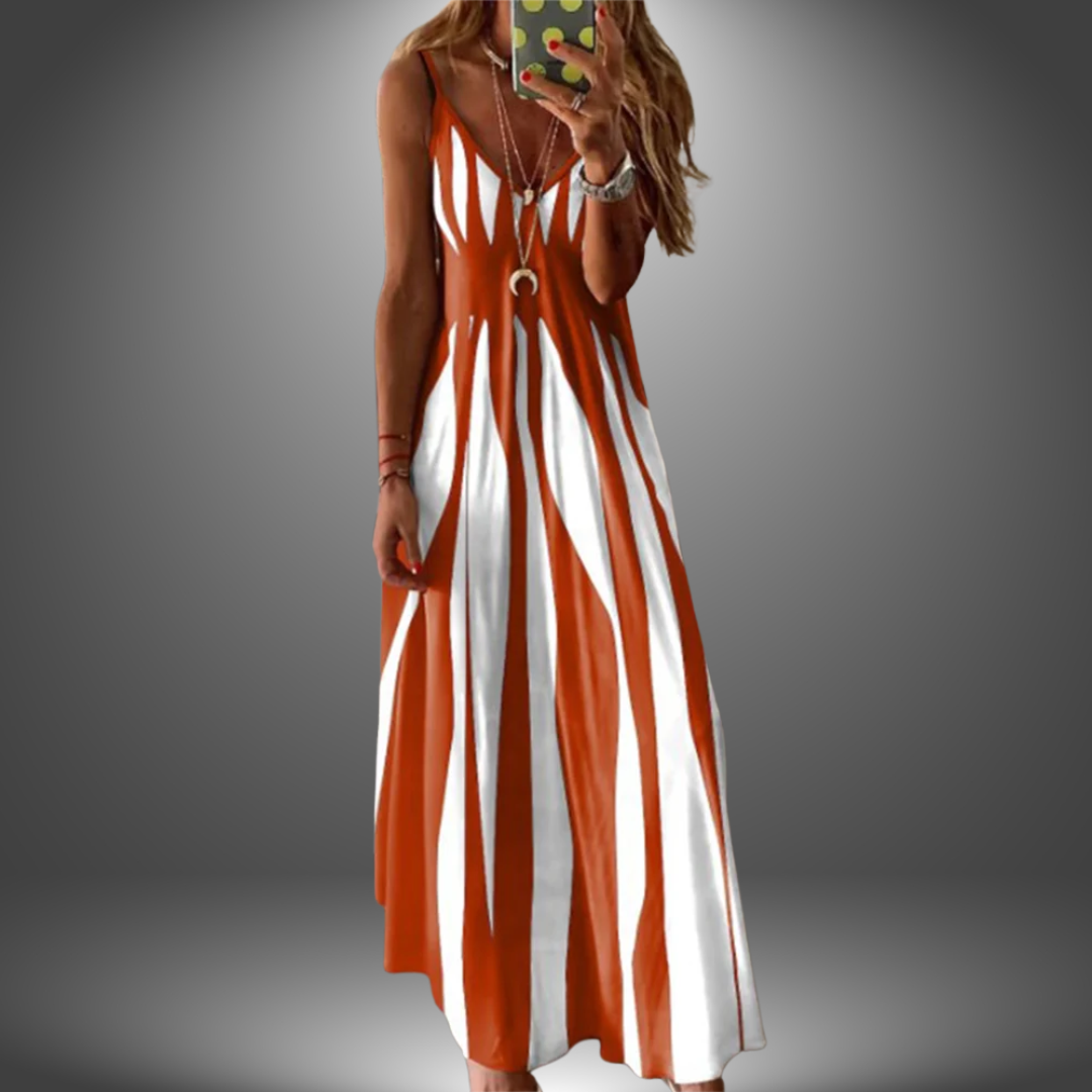 Cove | Women's Stretch Striped Spaghetti Strap V-Neck Maxi Dress Carol & Margaret Wilmington