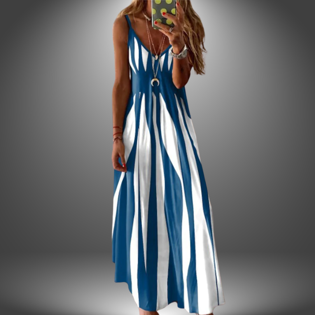 Cove | Women's Stretch Striped Spaghetti Strap V-Neck Maxi Dress Carol & Margaret Wilmington