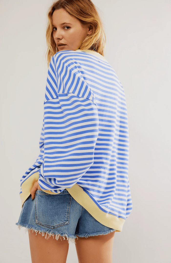 Alexis | Womens Oversized Long Sleeve Comfort Top With Striped Knit Design