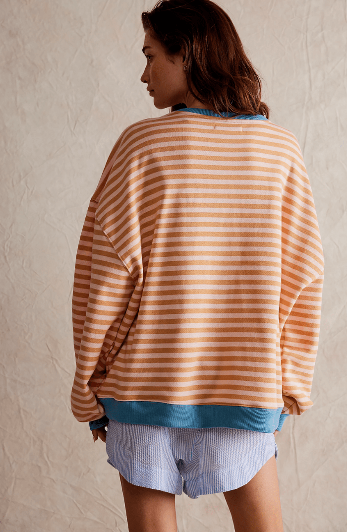 Alexis | Womens Oversized Long Sleeve Comfort Top With Striped Knit Design