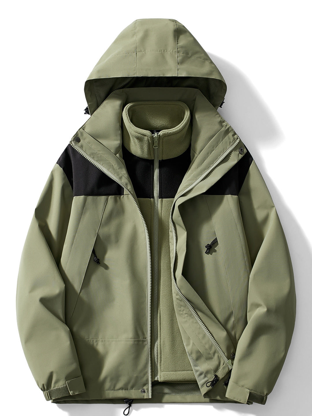 Women's hooded 3-in-1 fleece winter jacket front view