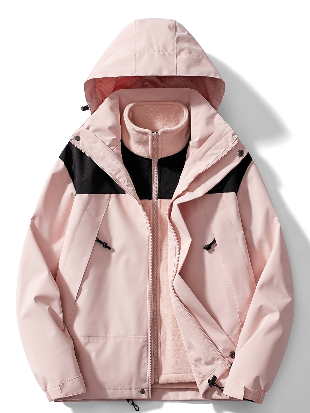Women's hooded 3-in-1 fleece winter jacket front view