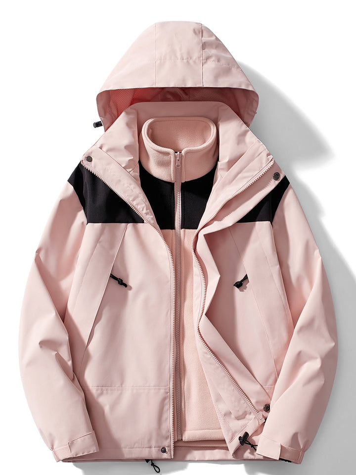 Women's hooded 3-in-1 fleece winter jacket front view