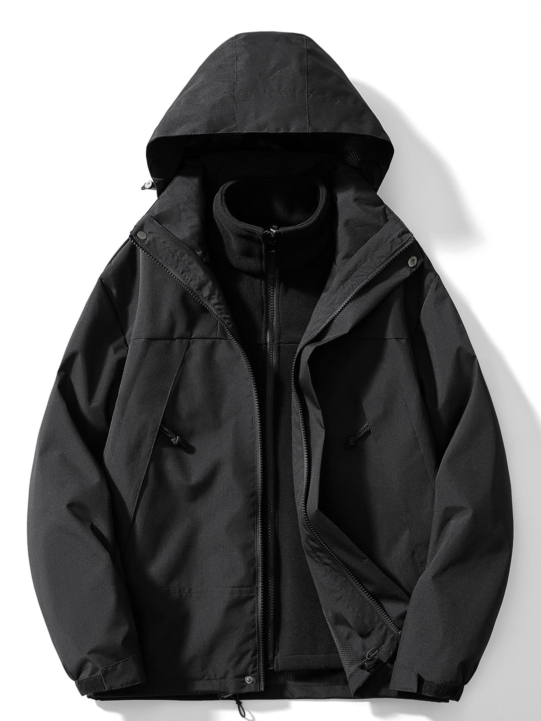 Women's hooded 3-in-1 fleece winter jacket front view