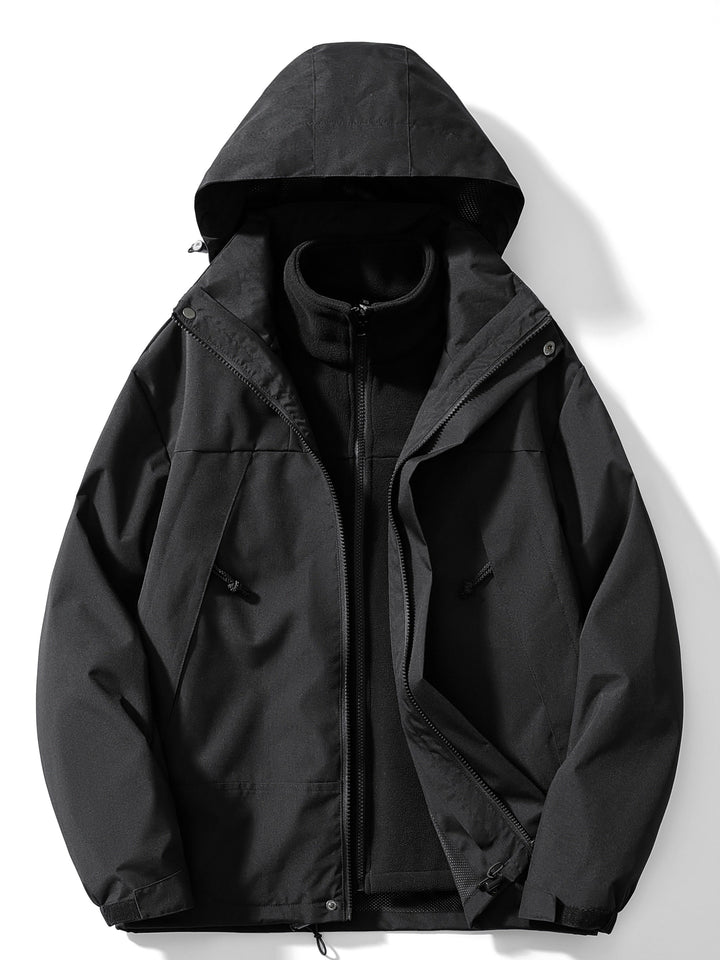 Women's hooded 3-in-1 fleece winter jacket front view