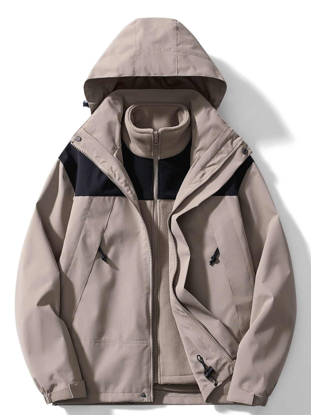 Women's hooded 3-in-1 fleece winter jacket front view