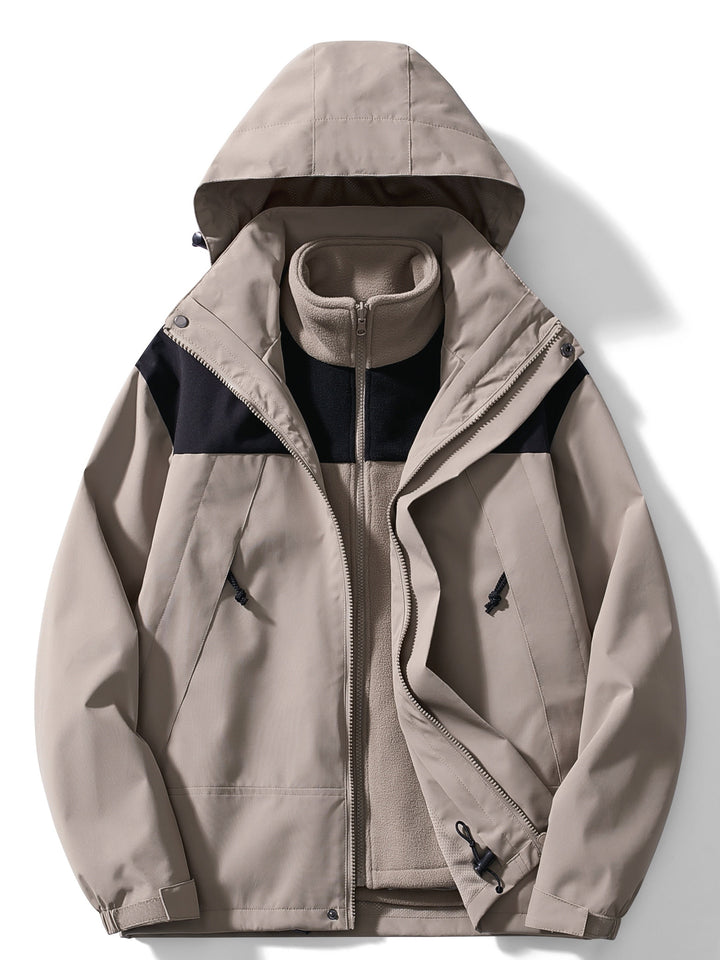 Women's hooded 3-in-1 fleece winter jacket front view