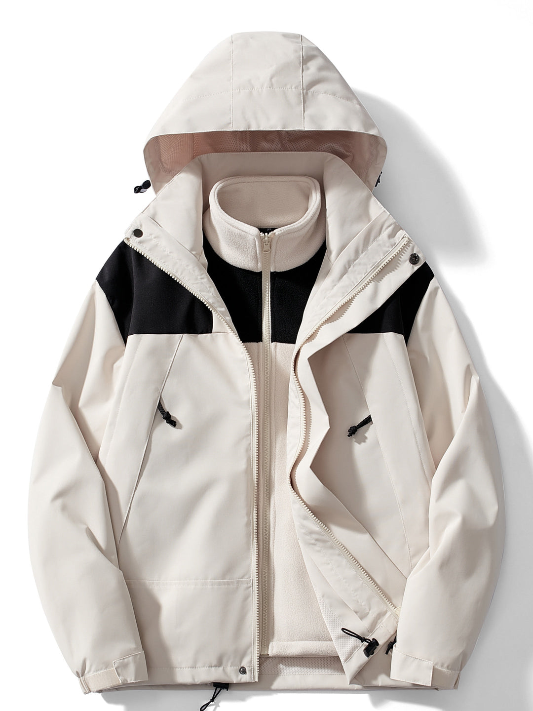 Women's hooded 3-in-1 fleece winter jacket front view
