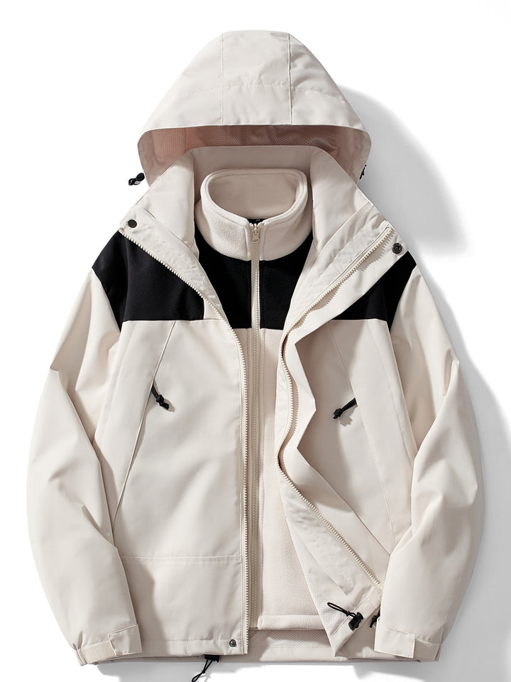 Women's hooded 3-in-1 fleece winter jacket front view