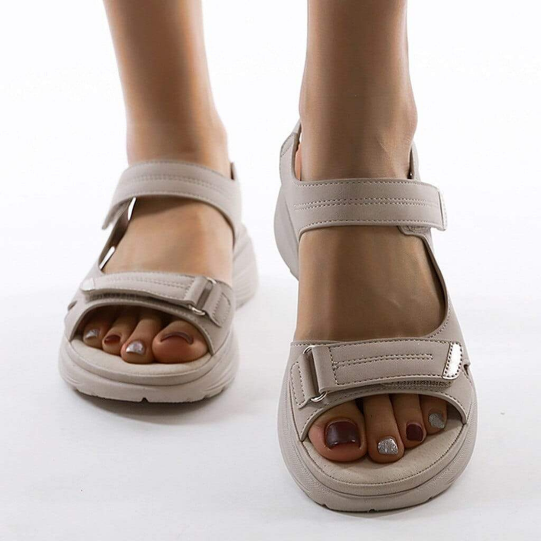 Dasha | Women's Leather Velcro Strap Open Toe Platform Sandals Carol & Margaret Wilmington