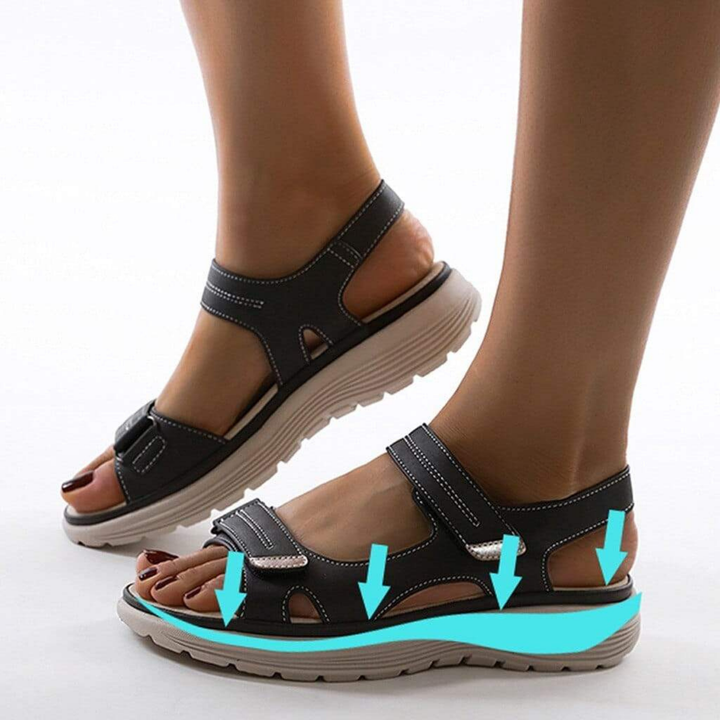 Dasha | Women's Leather Velcro Strap Open Toe Platform Sandals Carol & Margaret Wilmington