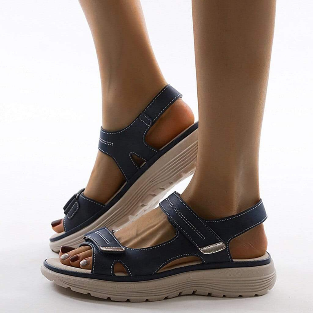 Dasha | Women's Leather Velcro Strap Open Toe Platform Sandals Carol & Margaret Wilmington