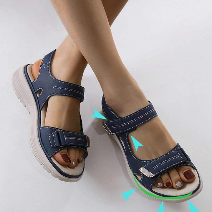 Dasha | Women's Leather Velcro Strap Open Toe Platform Sandals Carol & Margaret Wilmington