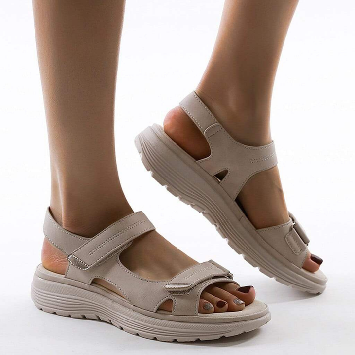 Dasha | Women's Leather Velcro Strap Open Toe Platform Sandals Carol & Margaret Wilmington