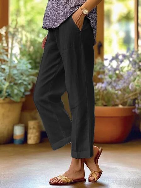Della | Women's Linen Tapered Cropped Cuffed Pants Carol & Margaret Wilmington