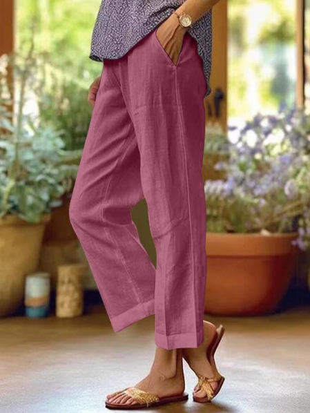 Della | Women's Linen Tapered Cropped Cuffed Pants Carol & Margaret Wilmington
