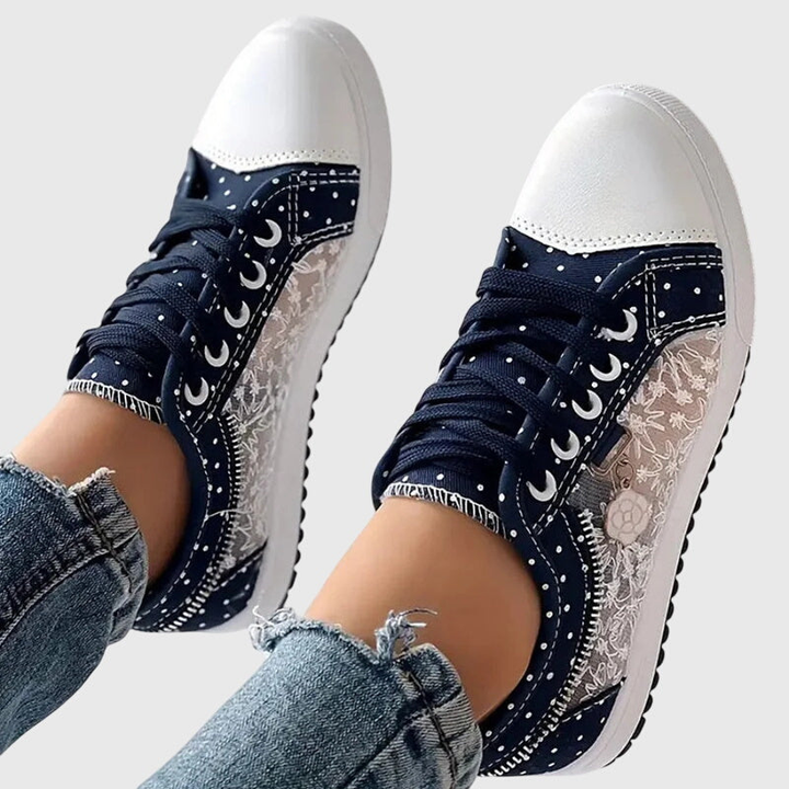 Dottie | Women's Breathable Canvas Polka Dot Lace-Up Sneakers Carol & Margaret Wilmington