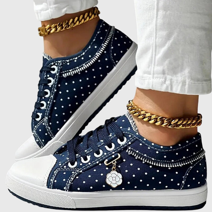 Dottie | Women's Breathable Canvas Polka Dot Lace-Up Sneakers Carol & Margaret Wilmington
