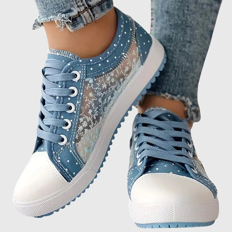 Dottie | Women's Breathable Canvas Polka Dot Lace-Up Sneakers Carol & Margaret Wilmington