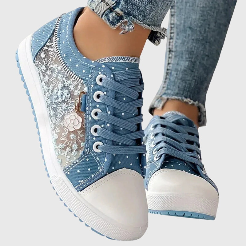 Dottie | Women's Breathable Canvas Polka Dot Lace-Up Sneakers Carol & Margaret Wilmington