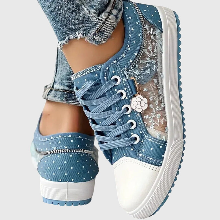 Dottie | Women's Breathable Canvas Polka Dot Lace-Up Sneakers Carol & Margaret Wilmington