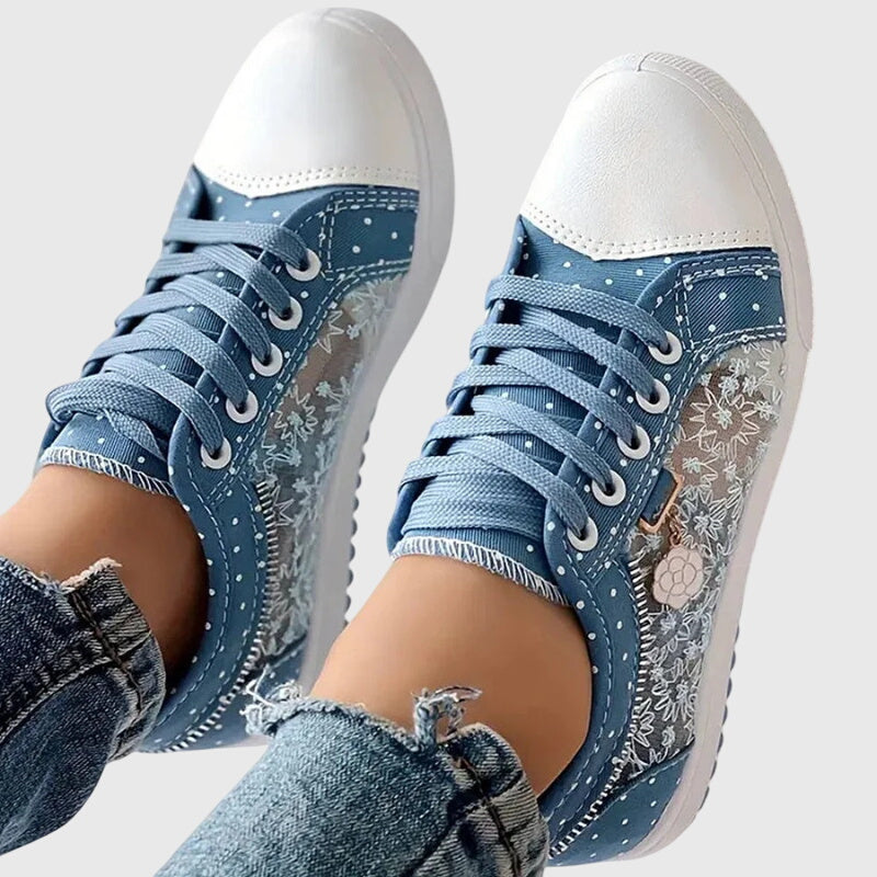 Dottie | Women's Breathable Canvas Polka Dot Lace-Up Sneakers Carol & Margaret Wilmington