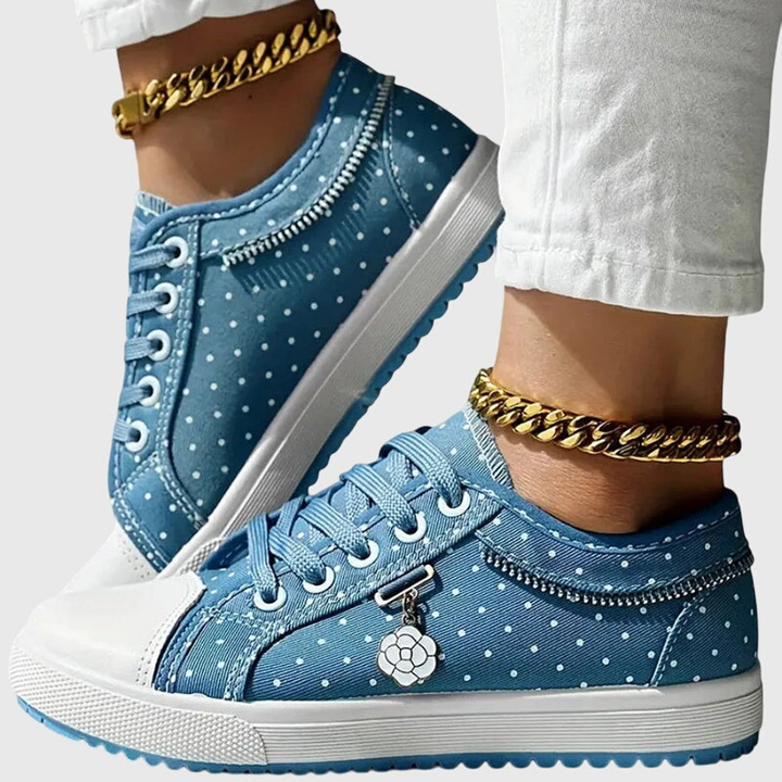 Dottie | Women's Breathable Canvas Polka Dot Lace-Up Sneakers Carol & Margaret Wilmington
