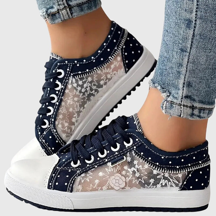 Dottie | Women's Breathable Canvas Polka Dot Lace-Up Sneakers Carol & Margaret Wilmington