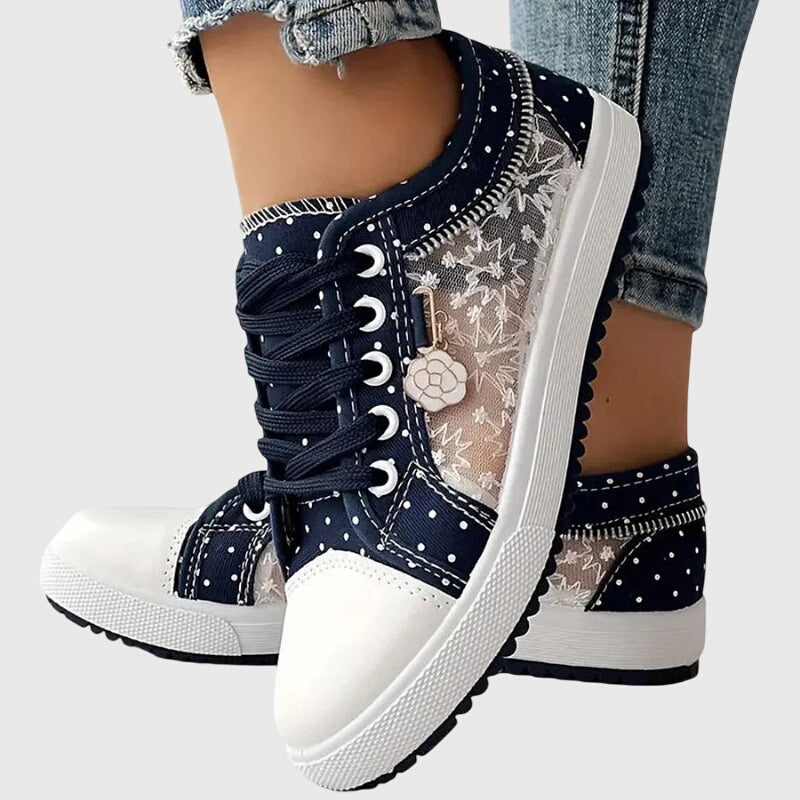 Dottie | Women's Breathable Canvas Polka Dot Lace-Up Sneakers Carol & Margaret Wilmington
