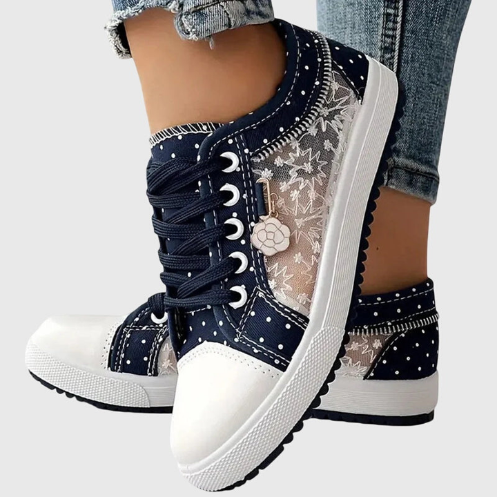 Dottie | Women's Breathable Canvas Polka Dot Lace-Up Sneakers Carol & Margaret Wilmington