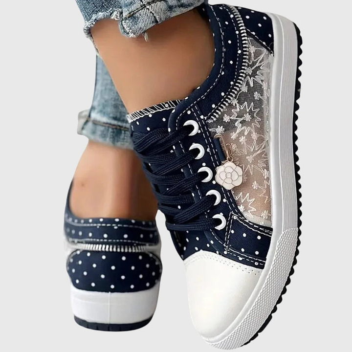 Dottie | Women's Breathable Canvas Polka Dot Lace-Up Sneakers Carol & Margaret Wilmington
