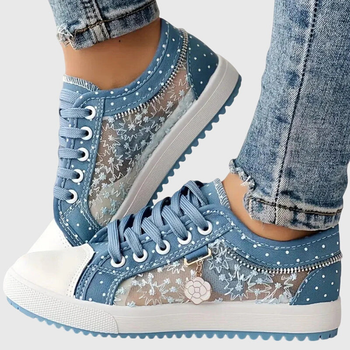 Dottie | Women's Breathable Canvas Polka Dot Lace-Up Sneakers Carol & Margaret Wilmington