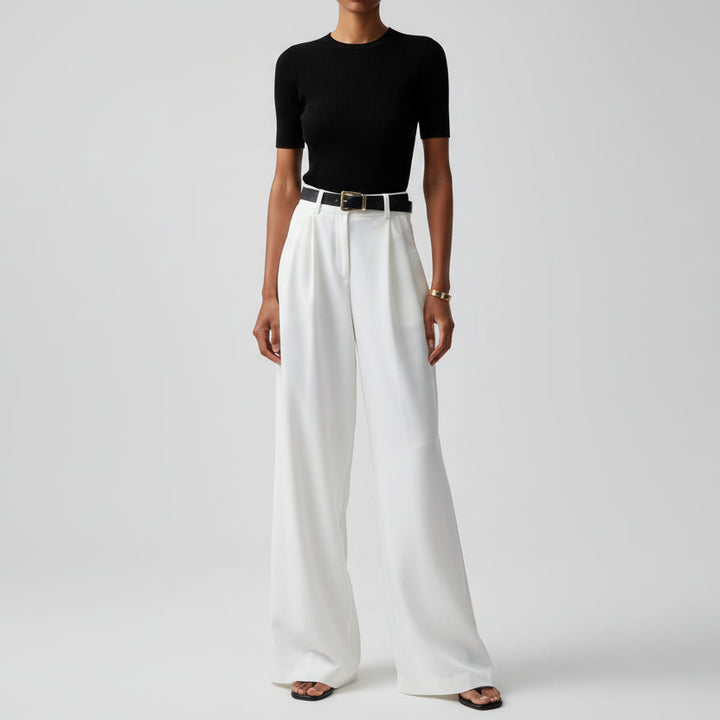 Ila | Women's High Waisted Pleated Wide Leg Trousers