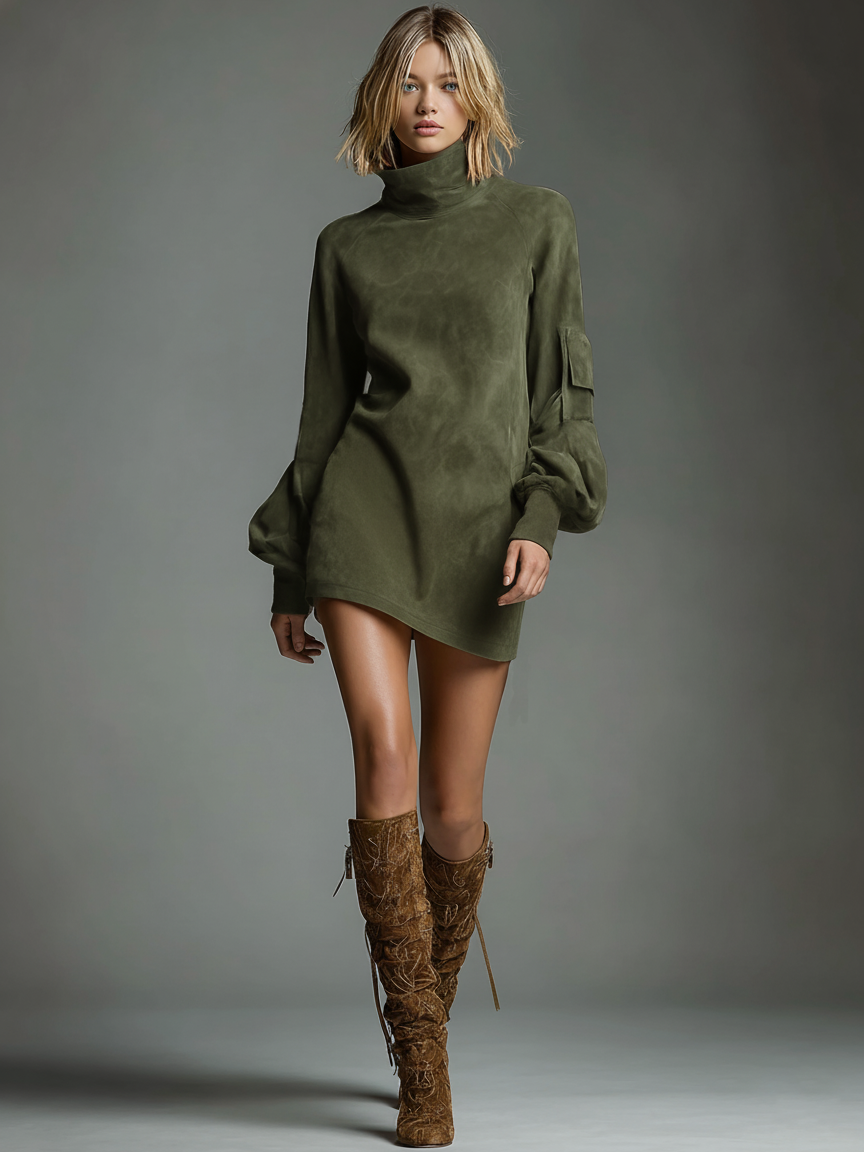 Kenzie | Women's High Neck Sleeve Mini Dress