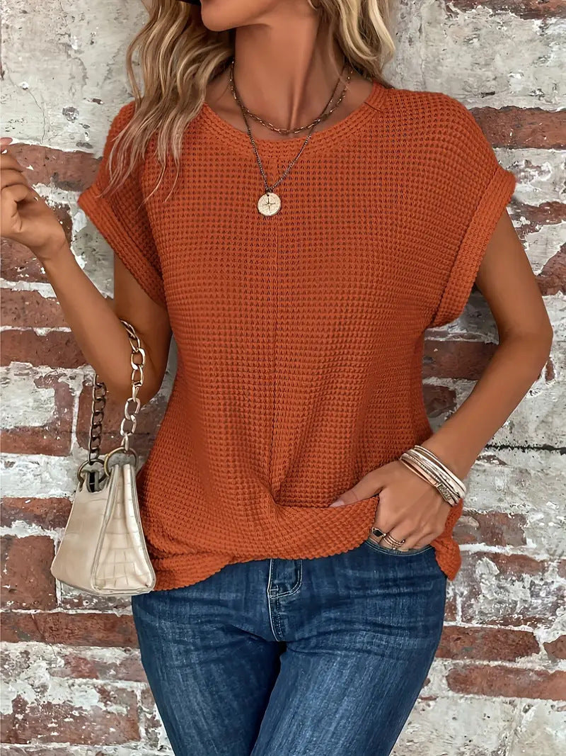 Ember | Women's Casual Cotton-Blend Waffle Knit Short Sleeve Top Carol & Margaret Wilmington
