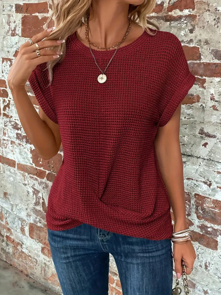 Ember | Women's Casual Cotton-Blend Waffle Knit Short Sleeve Top Carol & Margaret Wilmington