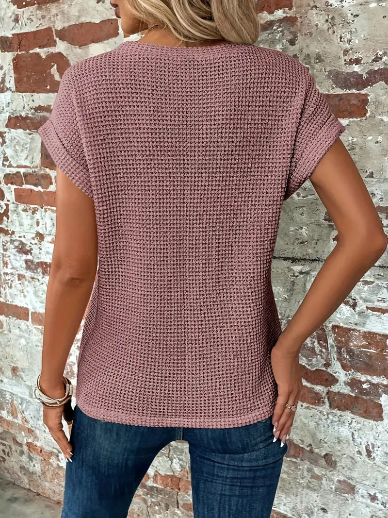 Ember | Women's Casual Cotton-Blend Waffle Knit Short Sleeve Top Carol & Margaret Wilmington