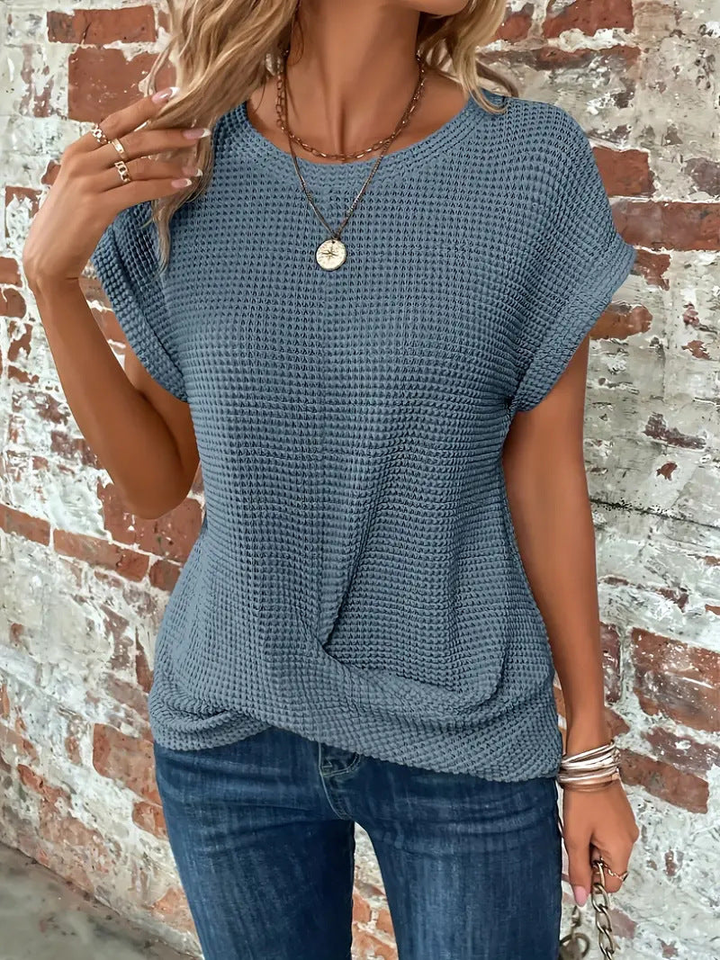 Ember | Women's Casual Cotton-Blend Waffle Knit Short Sleeve Top Carol & Margaret Wilmington