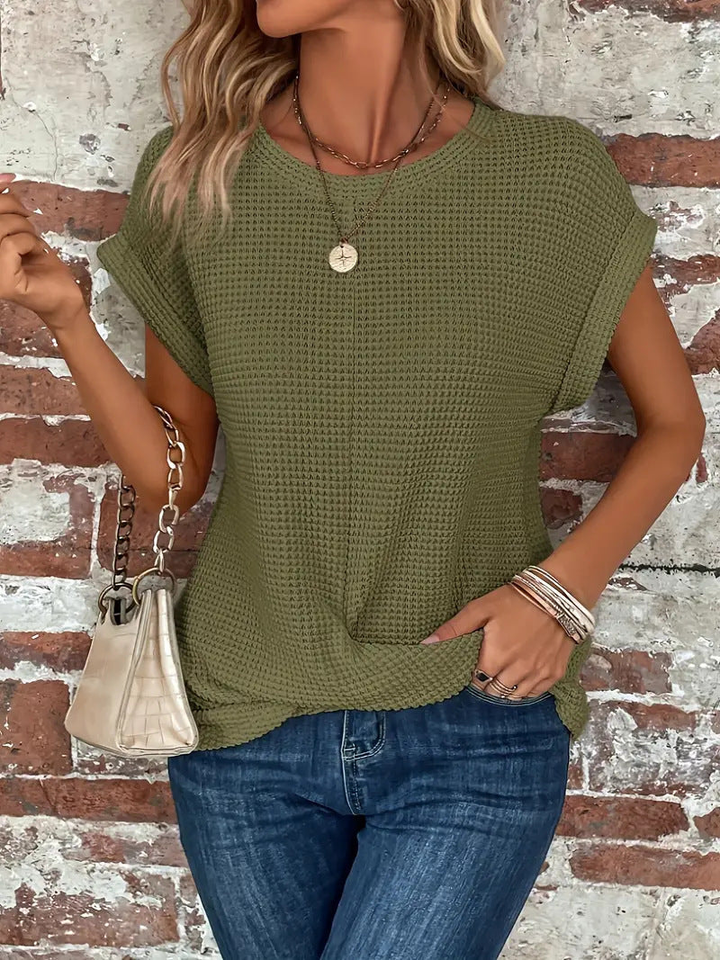 Ember | Women's Casual Cotton-Blend Waffle Knit Short Sleeve Top Carol & Margaret Wilmington