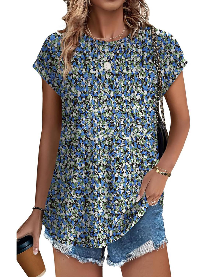 Faye | Women's Lightweight Botanical Leaf Print Cap Sleeve Top