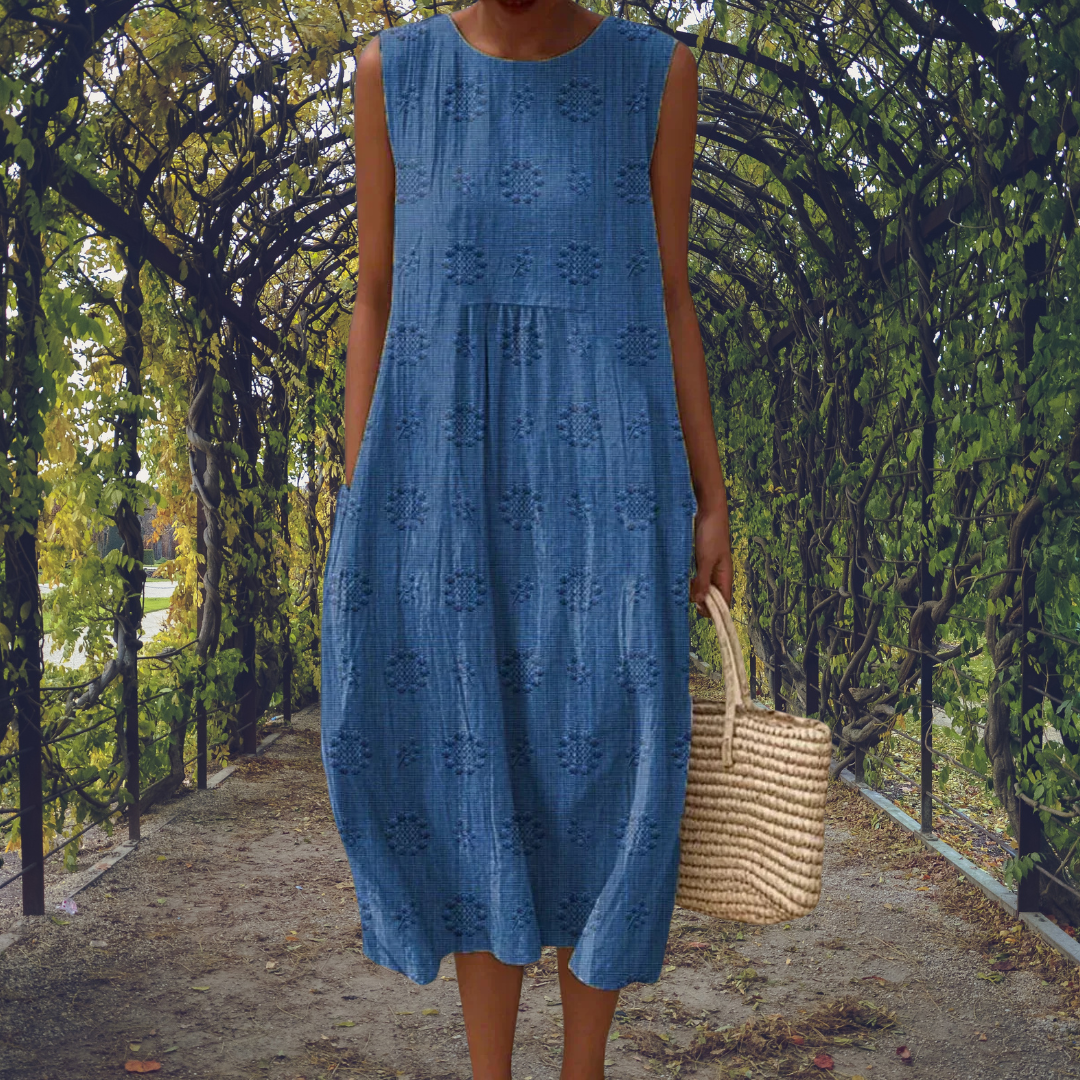 Fern | Women's Cotton Embroidered Sleeveless Midi Dress  Carol & Margaret  Wilmington