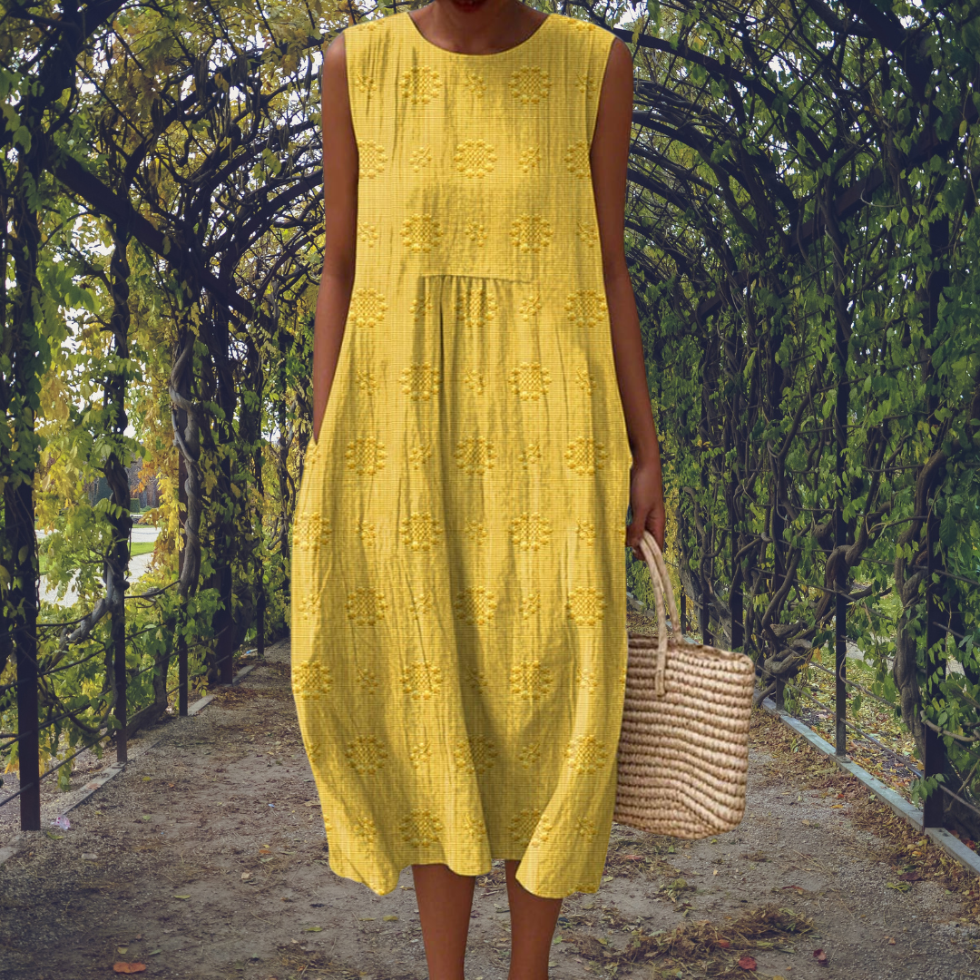 Fern | Women's Cotton Embroidered Sleeveless Midi Dress Carol & Margaret Wilmington