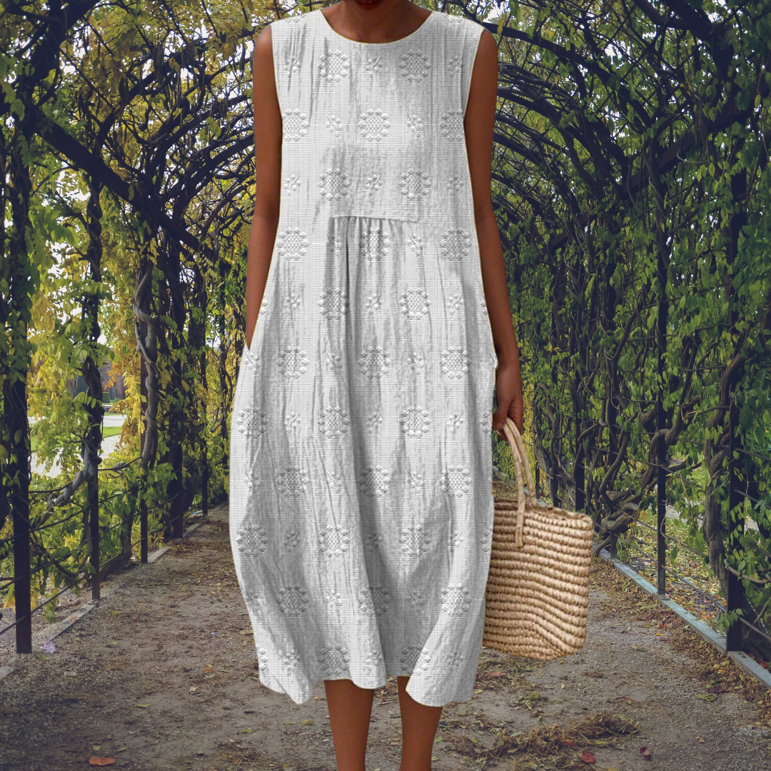 Fern | Women's Cotton Embroidered Sleeveless Midi Dress  Carol & Margaret  Wilmington
