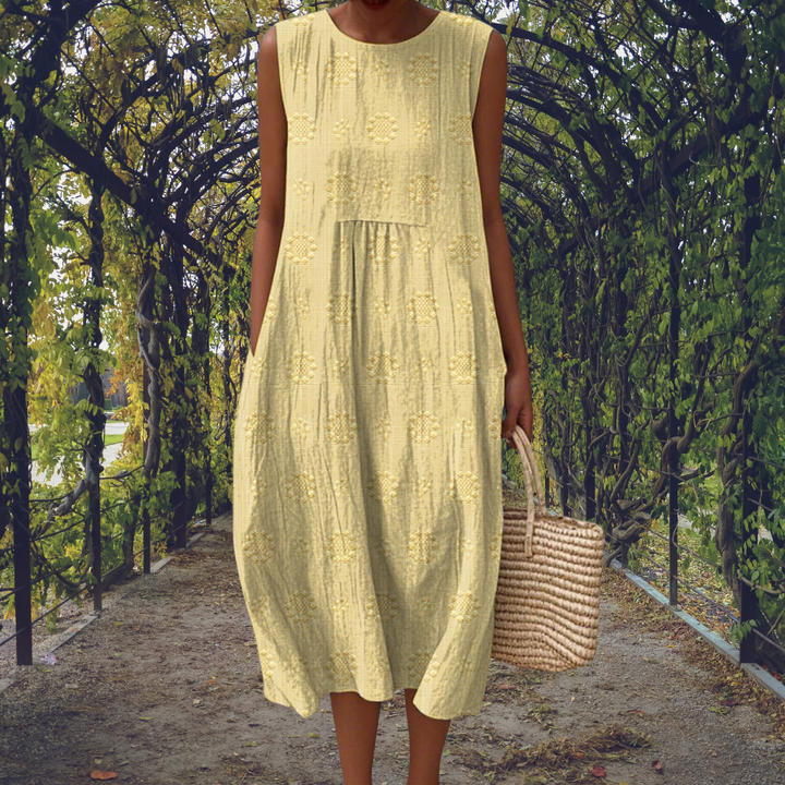 Fern | Women's Cotton Embroidered Sleeveless Midi Dress Carol & Margaret Wilmington