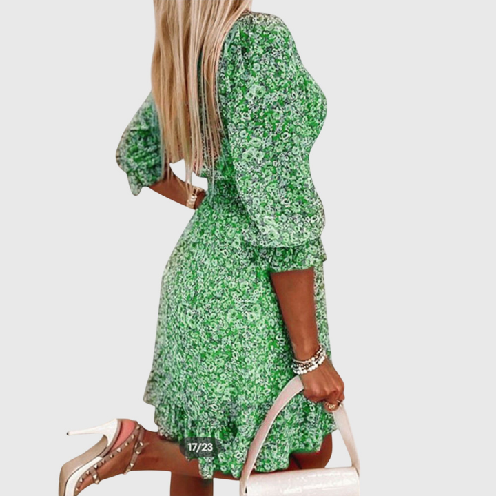 Fleur | Women's Chiffon Floral V-Neck Skater Mini Dress Carol & Margaret Wilmington
